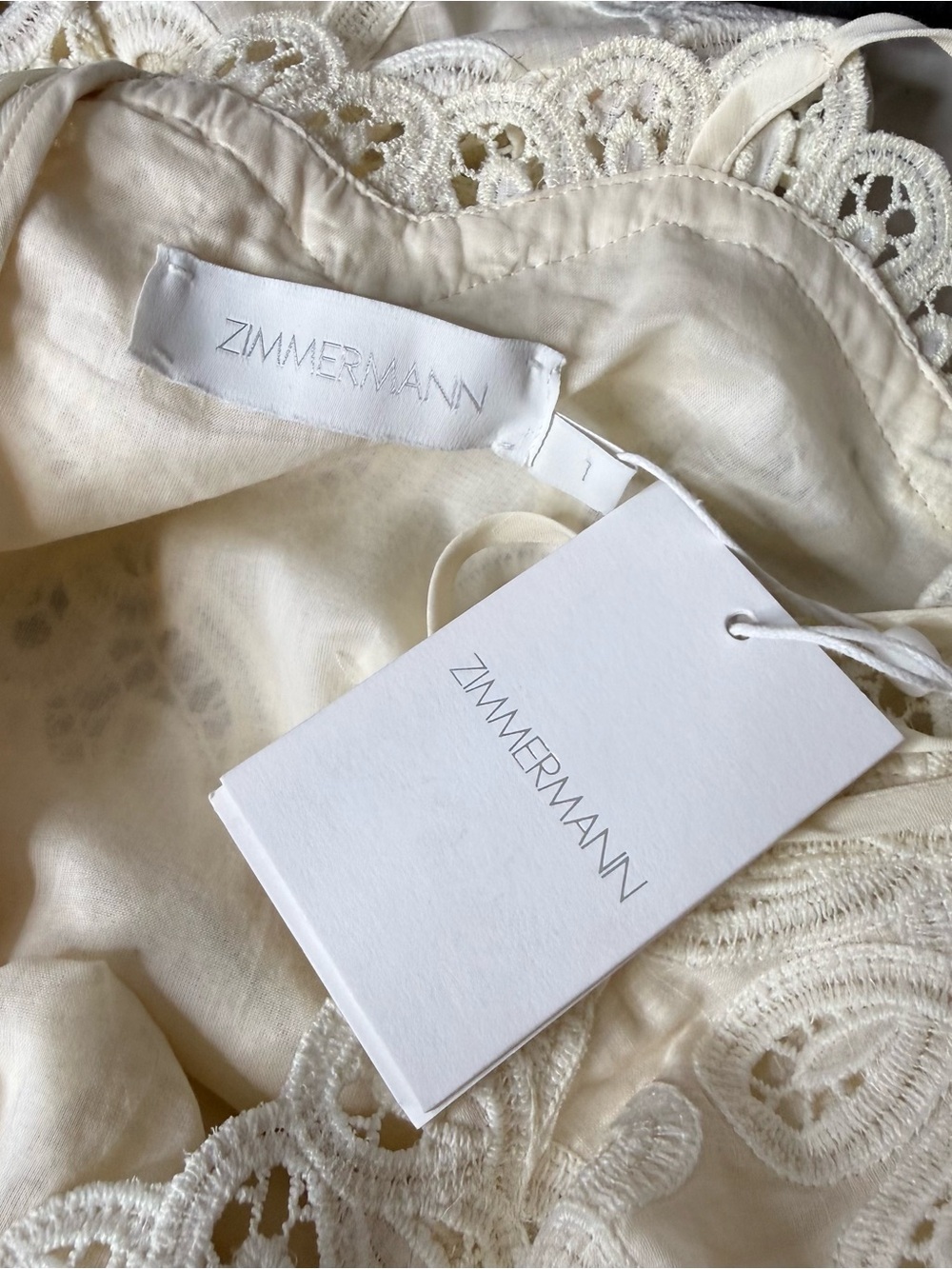 NWT Zimmermann Rhiannon Embroidered Ivory Linen Midi Dress Size 1 US 6 - Picture 9 of 12
